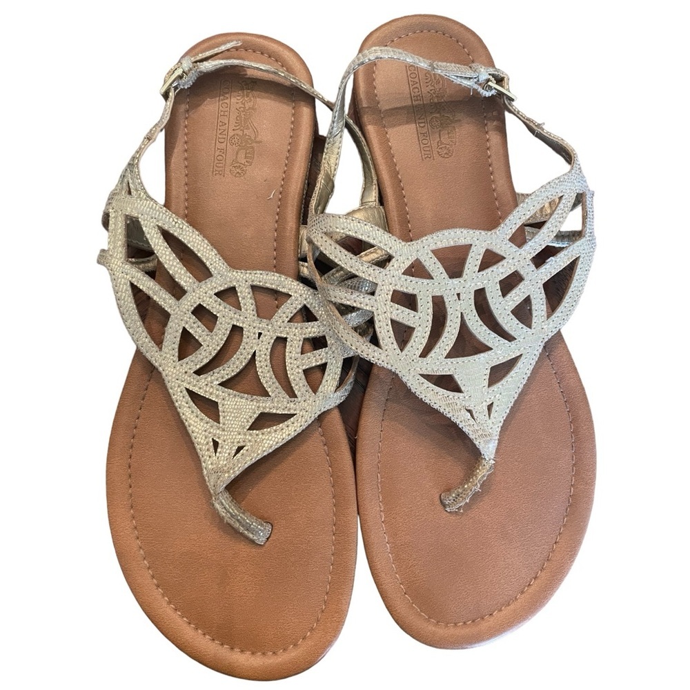 Coach and Four Woman Sandals Sparkle animal print in muted gold Size 8.5M